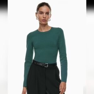 NWT-Aritzia Babaton Green High-Neck Long-Sleeve Sculpting Knit Top